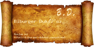 Biburger Dukász névjegykártya